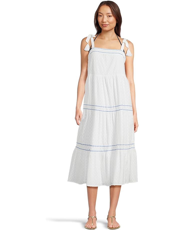 6pm Tommy Bahama Cotton Clip Sq Neck Tiered Midi Women's