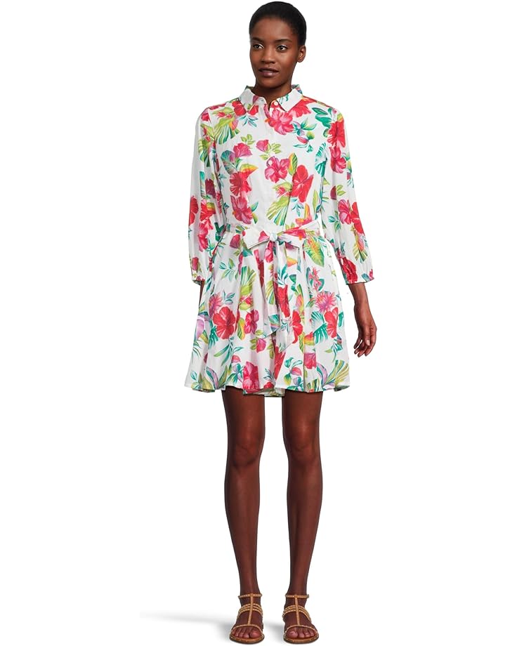 Tommy Bahama Fiesta Floral Shirt Dress Women's White