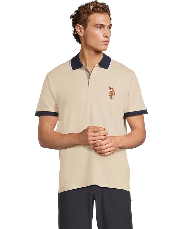 6pm U.S. POLO ASSN. Short Sleeve Slim Fit Multicolor Pony Interlock Polo Shirt Men's