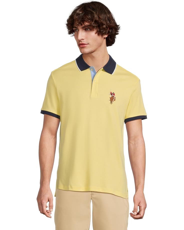 6pm U.S. POLO ASSN. Short Sleeve Slim Fit Multicolor Pony Interlock Polo Shirt Men's
