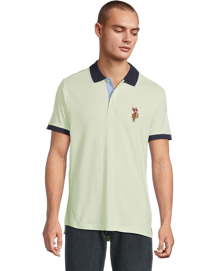 6pm U.S. POLO ASSN. Short Sleeve Slim Fit Multicolor Pony Interlock Polo Shirt Men's