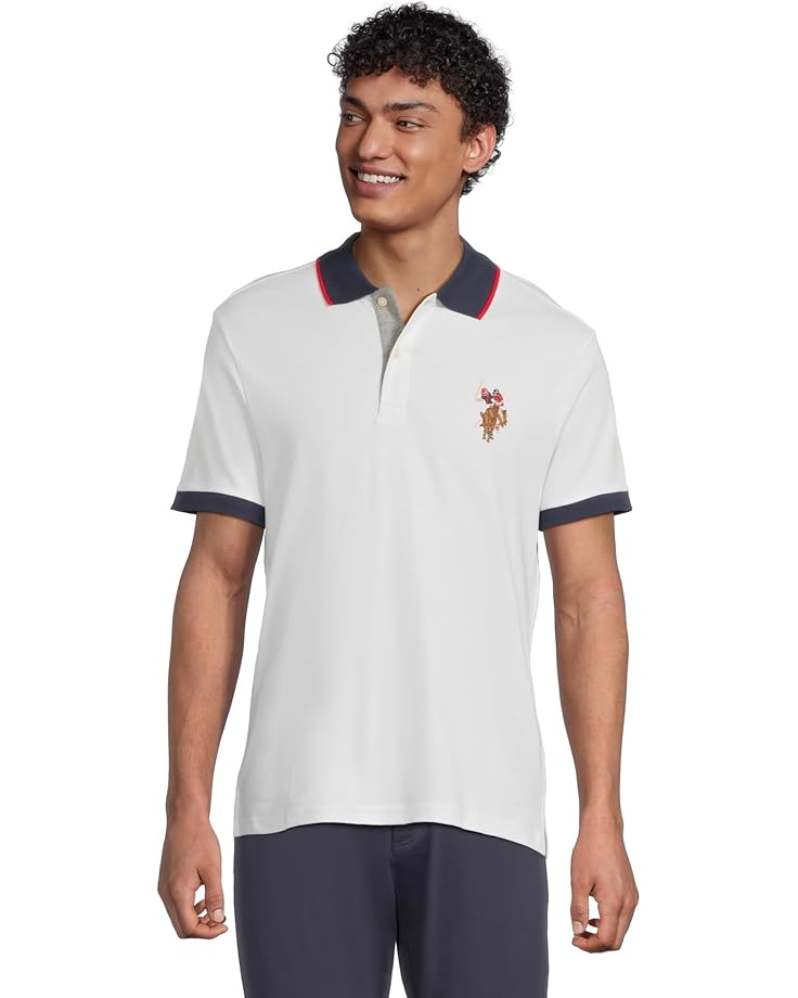 6pm U.S. POLO ASSN. Short Sleeve Slim Fit Multicolor Pony Interlock Polo Shirt Men's