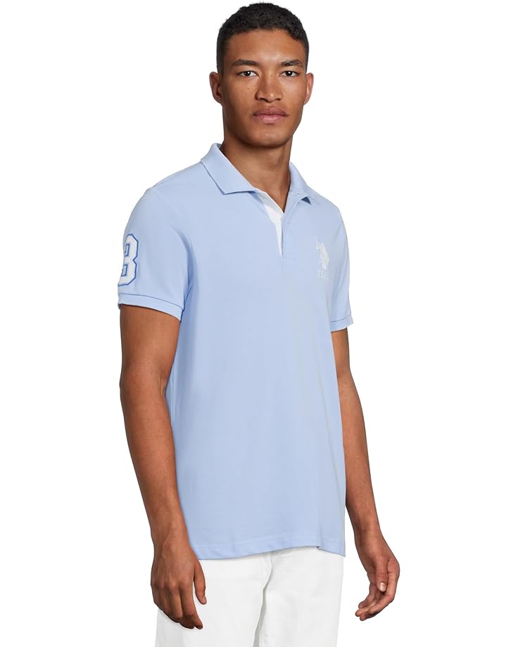 U.S. POLO ASSN. Slim Fit Big Horse Polo With Stripe Collar Men's