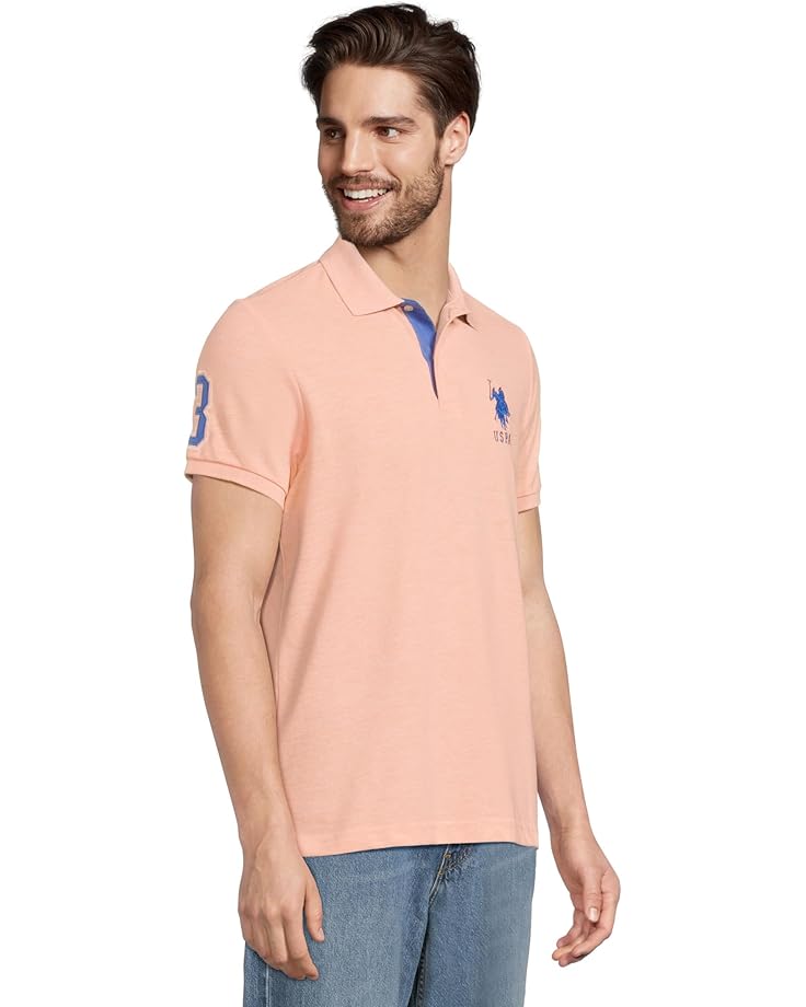U.S. POLO ASSN. Slim Fit Big Horse Polo With Stripe Collar Men's