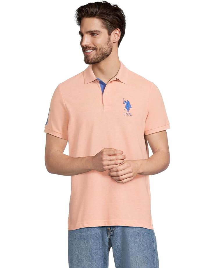 6pm U.S. POLO ASSN. Slim Fit Big Horse Polo with Stripe Collar Men's