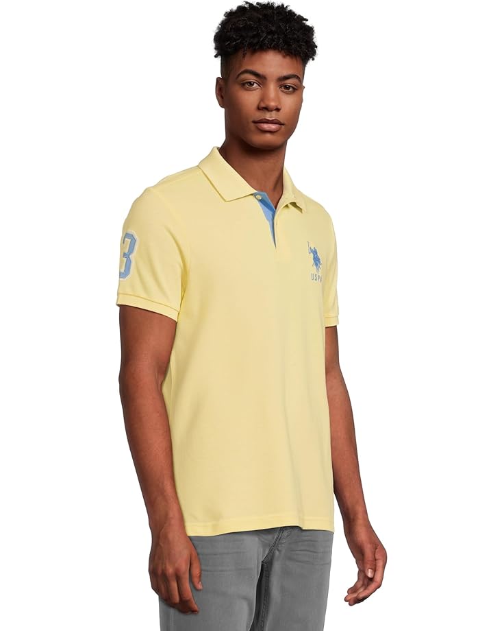 U.S. POLO ASSN. Slim Fit Big Horse Polo With Stripe Collar Men's