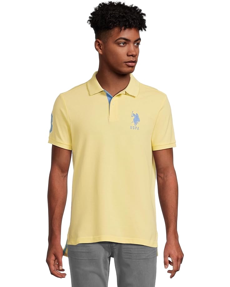 6pm U.S. POLO ASSN. Slim Fit Big Horse Polo with Stripe Collar Men's