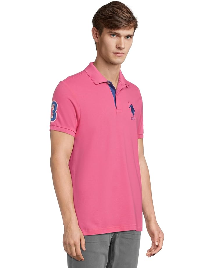 U.S. POLO ASSN. Slim Fit Big Horse Polo With Stripe Collar Men's