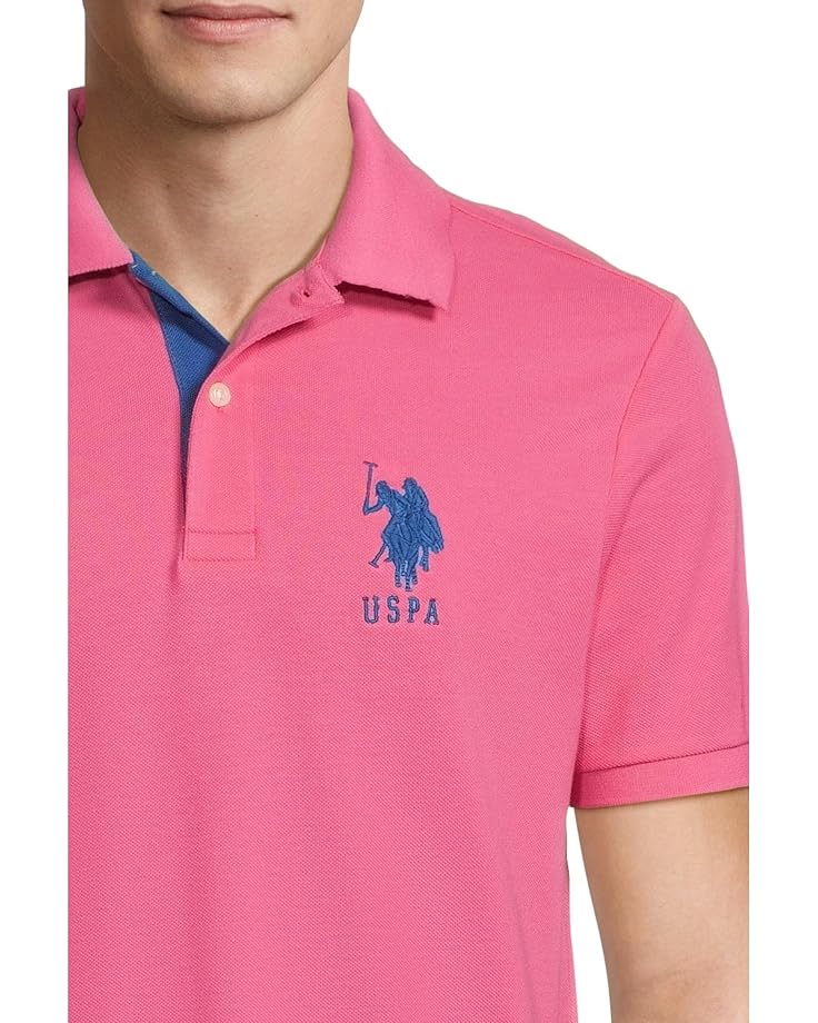 U.S. POLO ASSN. Slim Fit Big Horse Polo With Stripe Collar Men's