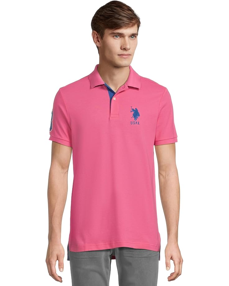 6pm U.S. POLO ASSN. Slim Fit Big Horse Polo with Stripe Collar Men's