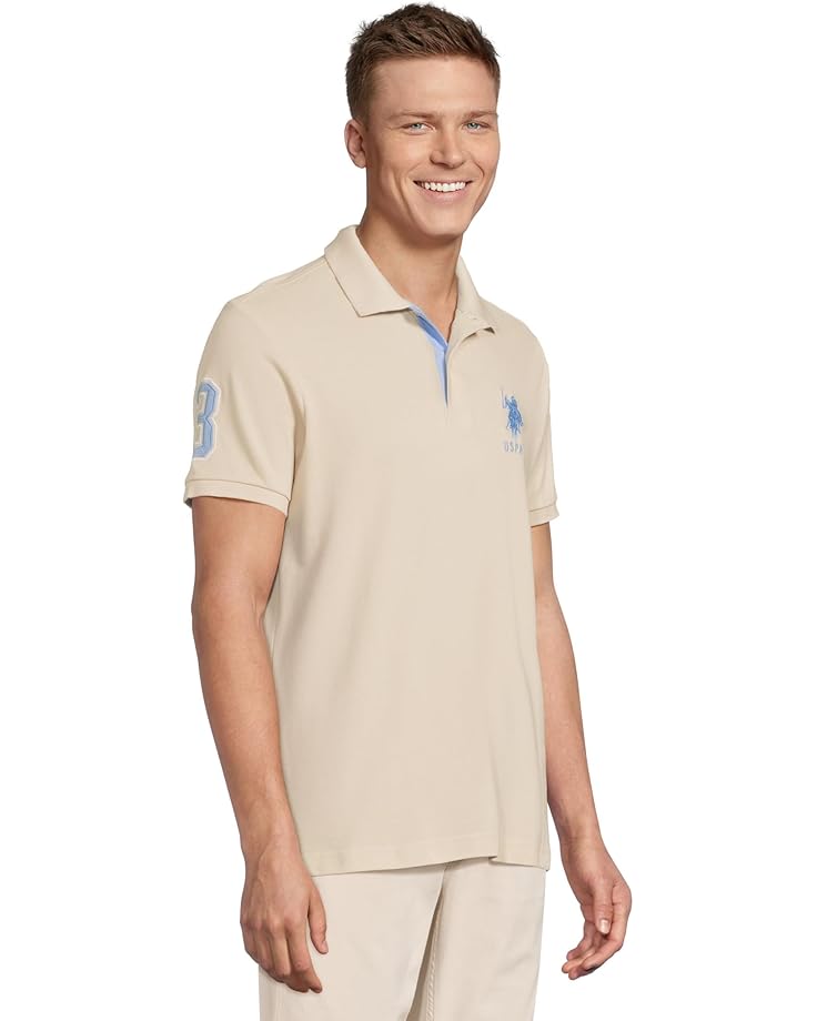 U.S. POLO ASSN. Slim Fit Big Horse Polo With Stripe Collar Men's