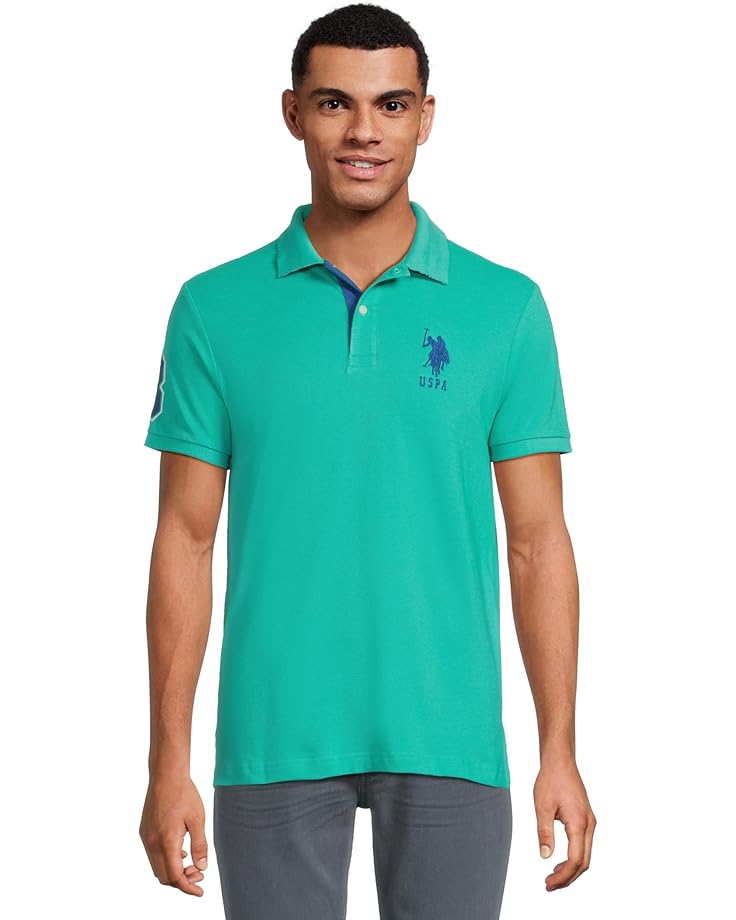 6pm U.S. POLO ASSN. Slim Fit Big Horse Polo with Stripe Collar Men's