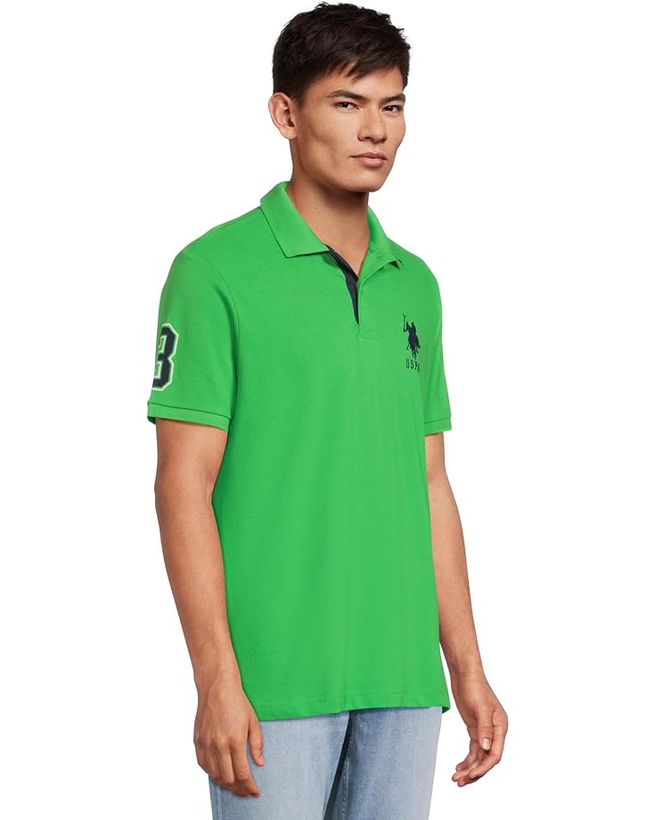 U.S. POLO ASSN. Slim Fit Big Horse Polo With Stripe Collar Men's