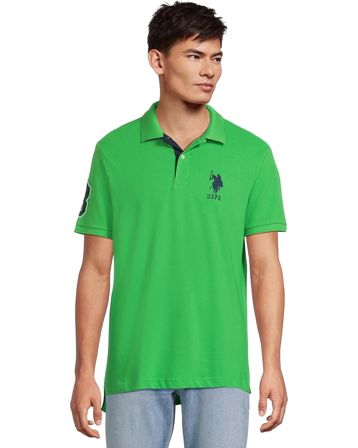 6pm U.S. POLO ASSN. Slim Fit Big Horse Polo with Stripe Collar Men's