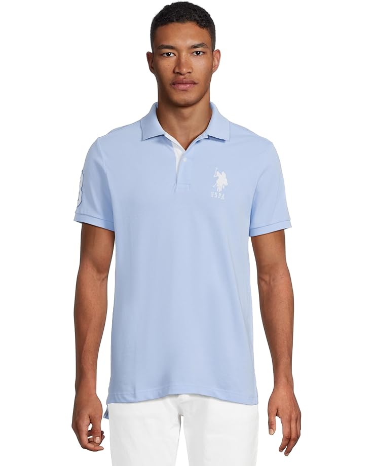 6pm U.S. POLO ASSN. Slim Fit Big Horse Polo with Stripe Collar Men's