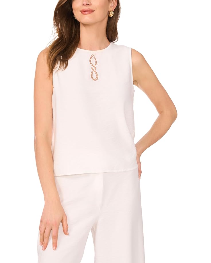 Vince Camuto Sleeveless Crew Neck Blouse With Center Embroidery Women's