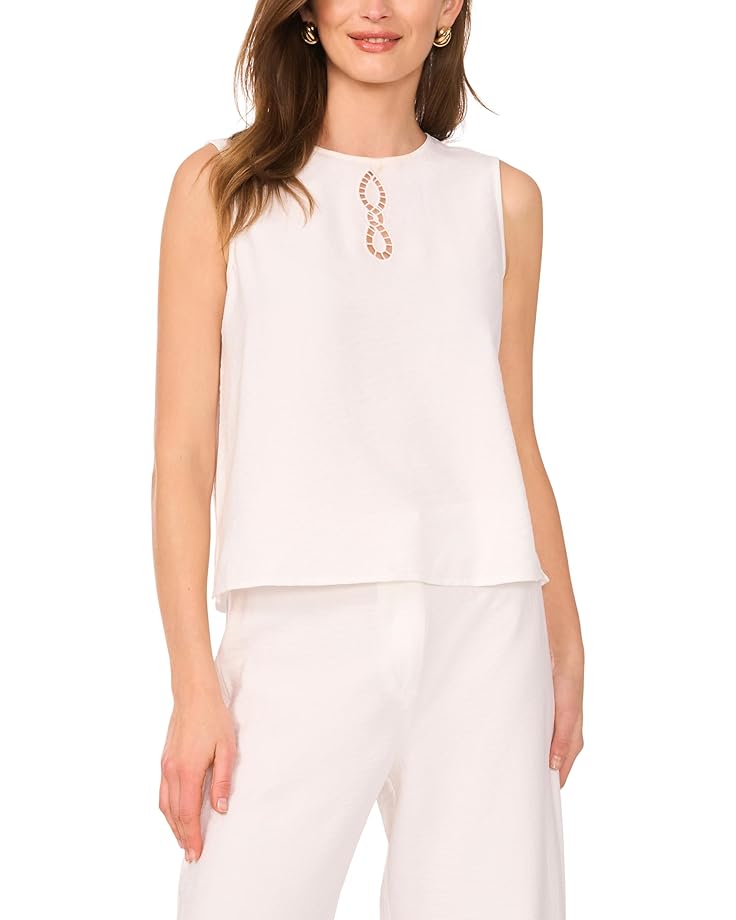 Vince Camuto Sleeveless Crew Neck Blouse with Center Embroidery Women's