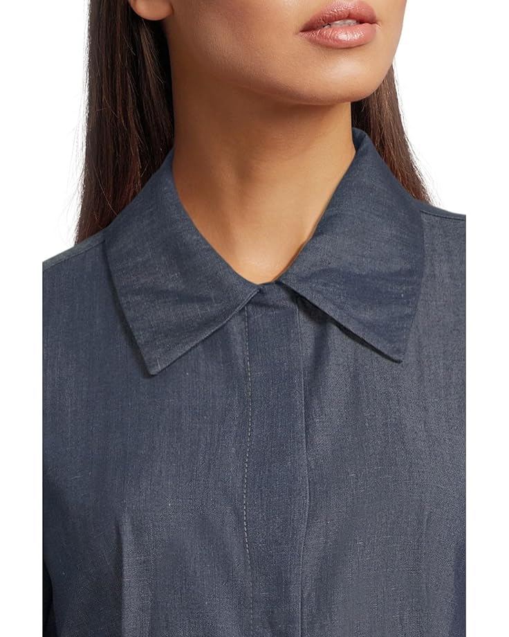 Vince Denim Short Sleeve Shirt Dress Women's Deep Indigo