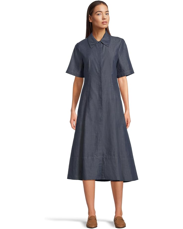 Vince Denim Short Sleeve Shirt Dress Women's Deep Indigo