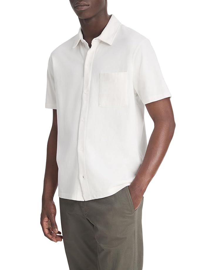 Vince Sueded Jersey S/S Button Down Men's Optic White