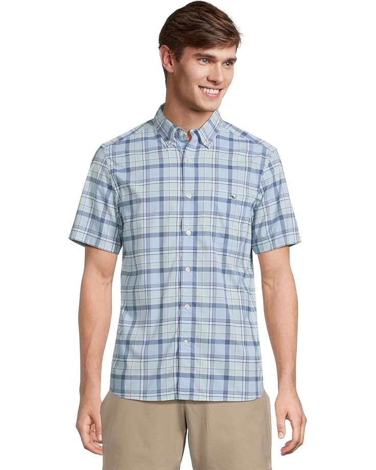 6pm Vineyard Vines Leverick Plaid Featherweight Performance Short Sleeve Shirt Men's
