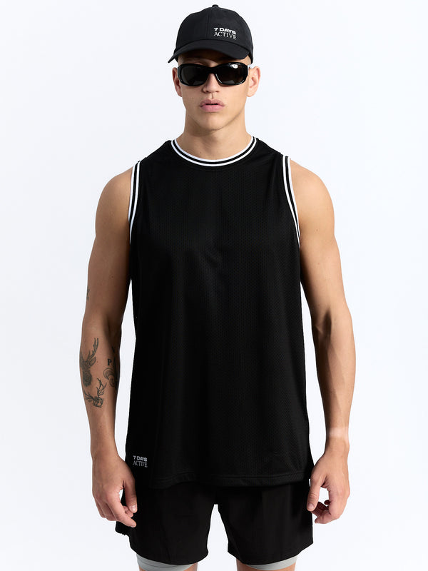 7 Days Active Mesh Tanktop Tops Black