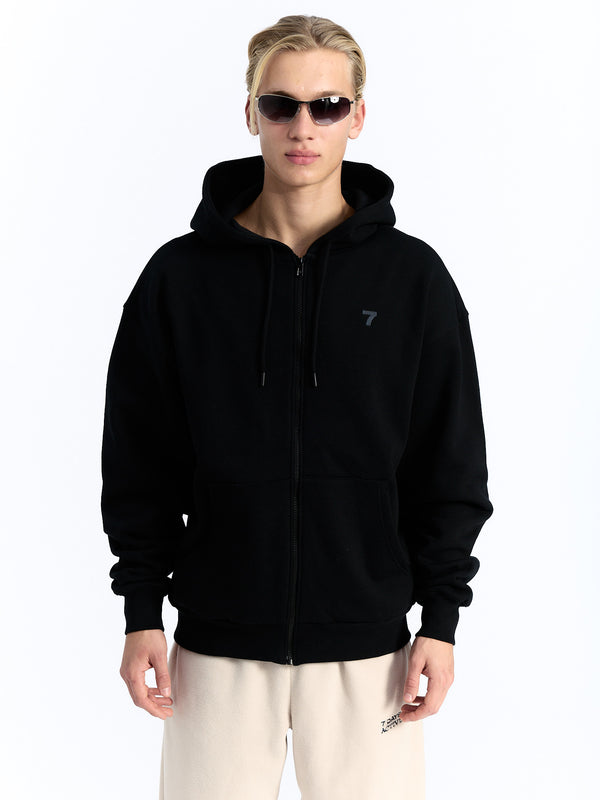 7 Days Active Organic Full Zip Hoodie Hoodie Black