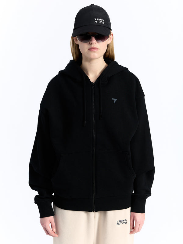 7 Days Active Organic Full Zip Hoodie Hoodie Black