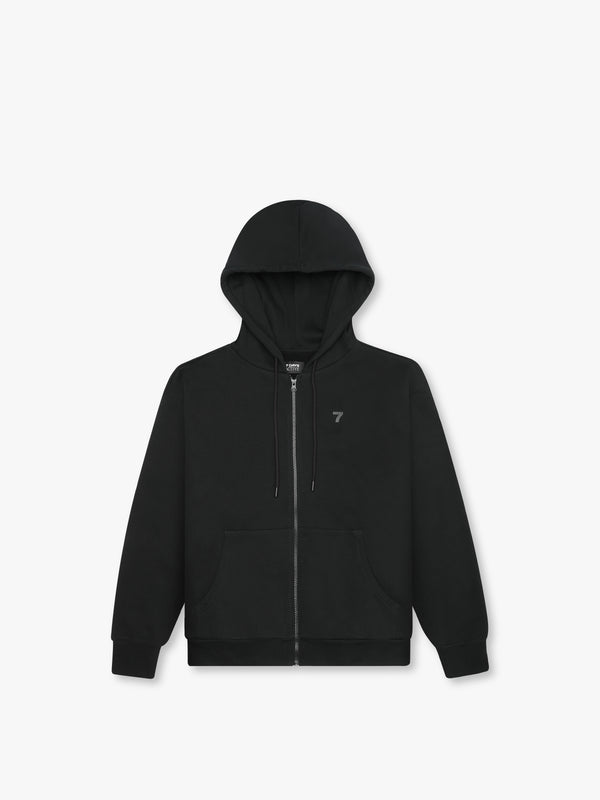 7 days active Organic Full Zip Hoodie Hoodie Black