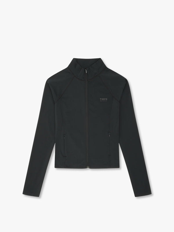 7 days active Womens Full Zip Blouse Tops Black