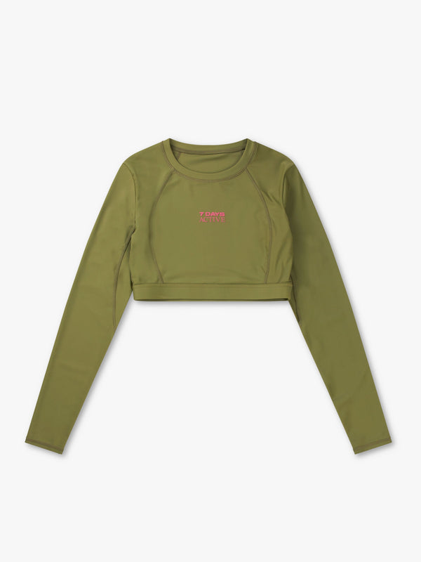 7 days active Cropped Longs Sleeve Top T-shirt L/S Capulet Olive
