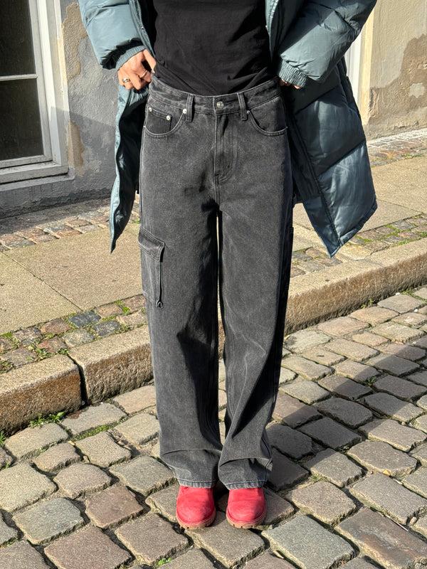 7 Days Active Denim Cargo Pants Pants Dark Grey Denim