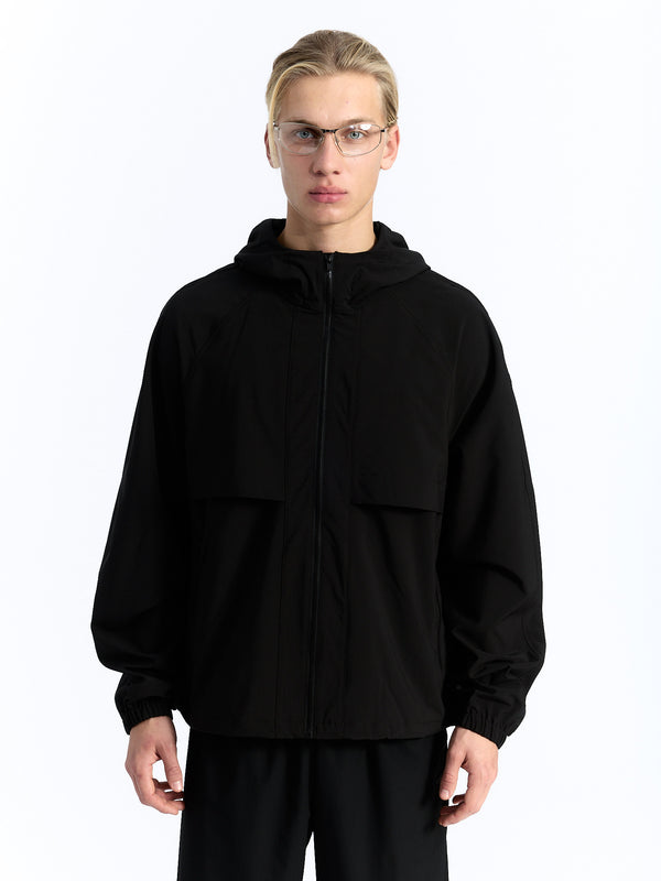 7 Days Active Hooded Tech Jacket Running Jacket Black