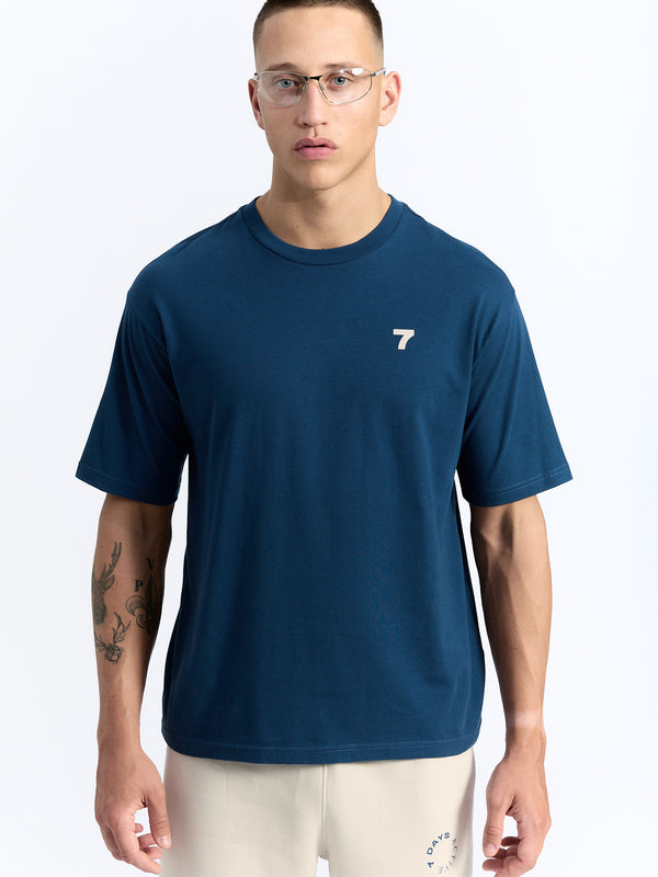 7 Days Active Organic Boxy Fit Tee T-shirt S/S Dark Denim