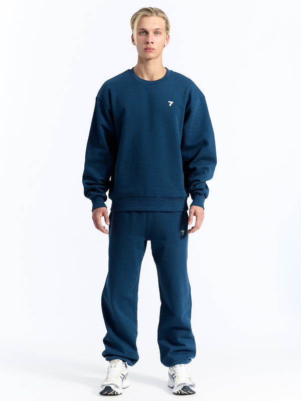 7 Days Active Organic Crewneck Sweatshirts Dark Denim