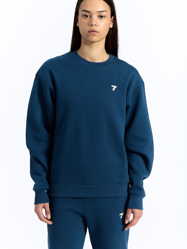 7 Days Active Organic Crewneck Sweatshirts Dark Denim