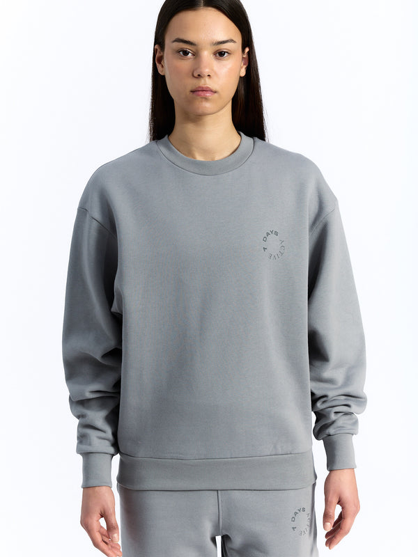 7 Days Active Organic Crewneck Sweatshirts Sharkskin