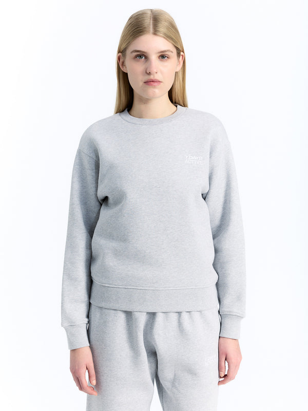 7 Days Active Organic Fitted Crewneck Sweatshirts Heather Grey