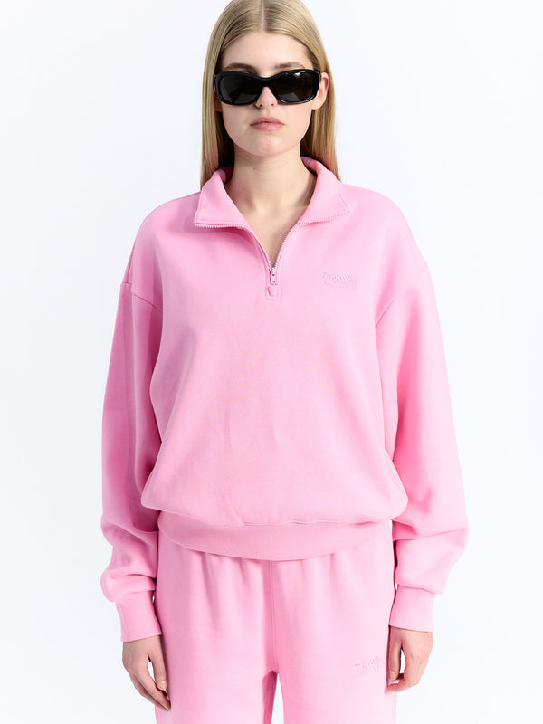 7 Days Active Organic Fitted Half Zip Sweatshirts Bonbon