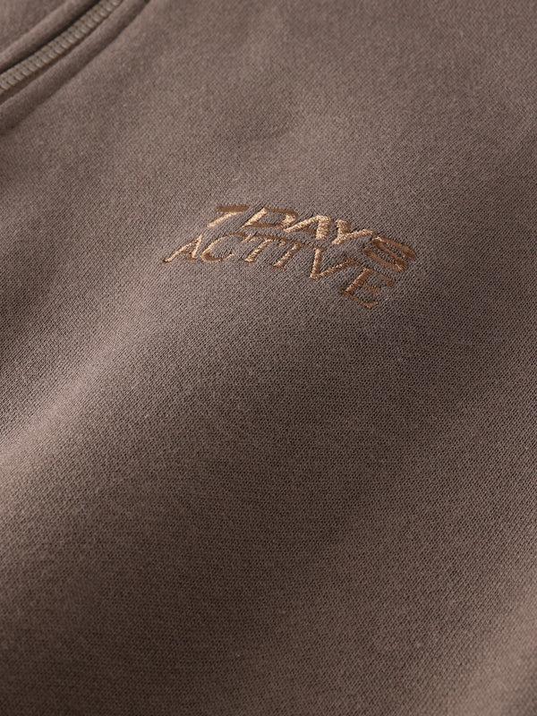 7 Days Active Organic Fitted Half Zip Sweatshirts Major Brown