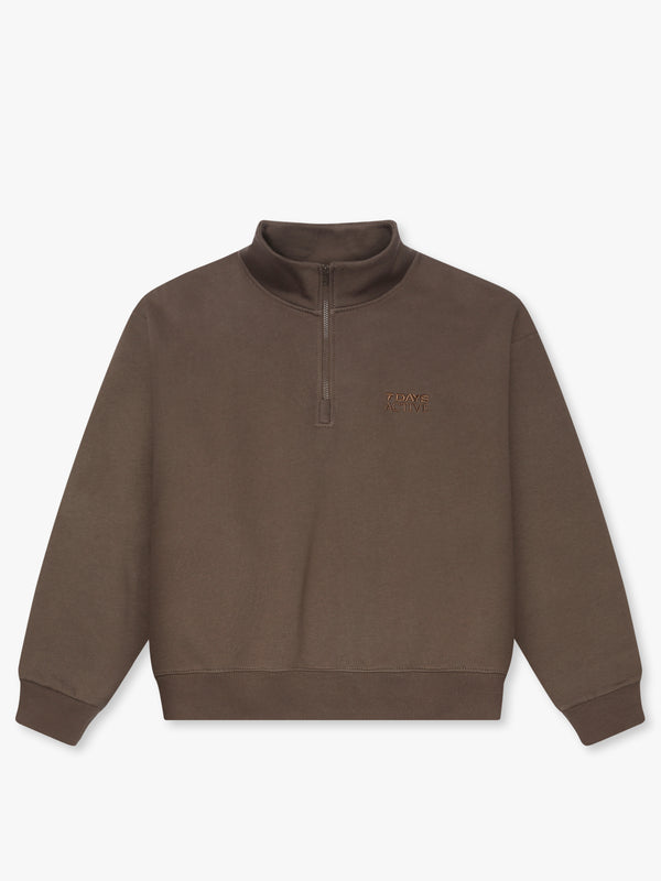 7 days active Organic Fitted Half Zip Sweatshirts Major Brown