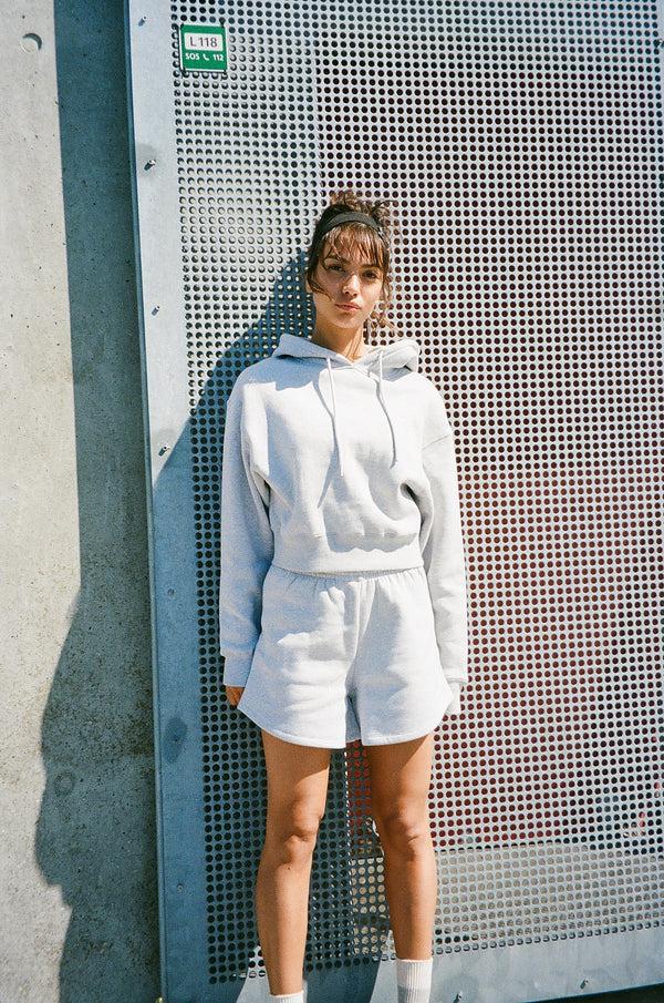 7 Days Active Organic Fitted Hoodie Sweatshirts Heather Grey