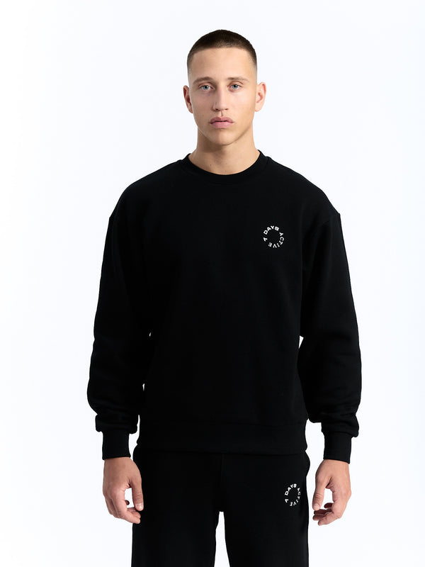 7 Days Active Organic Regular Crewneck Sweatshirts Black
