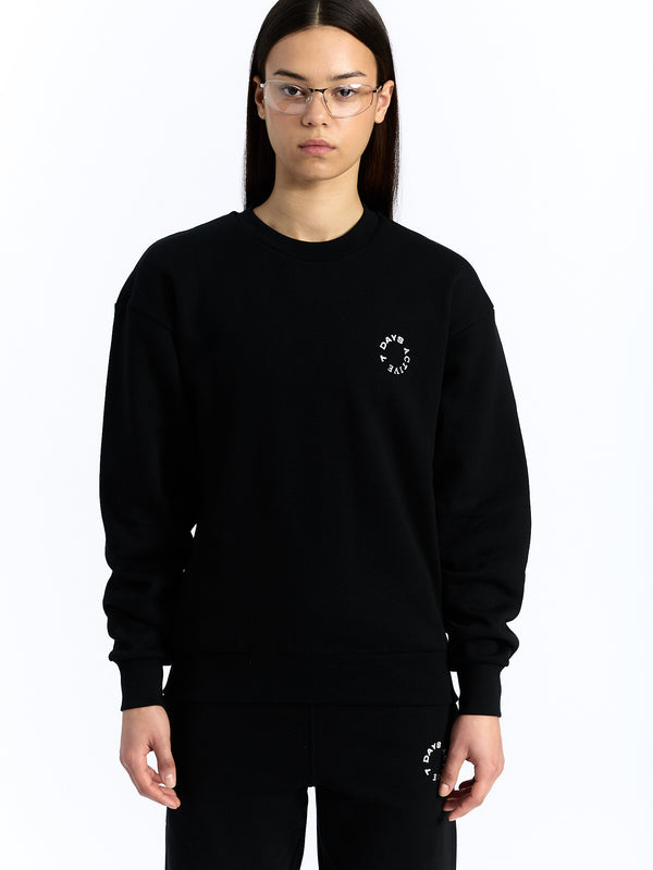7 Days Active Organic Regular Crewneck Sweatshirts Black