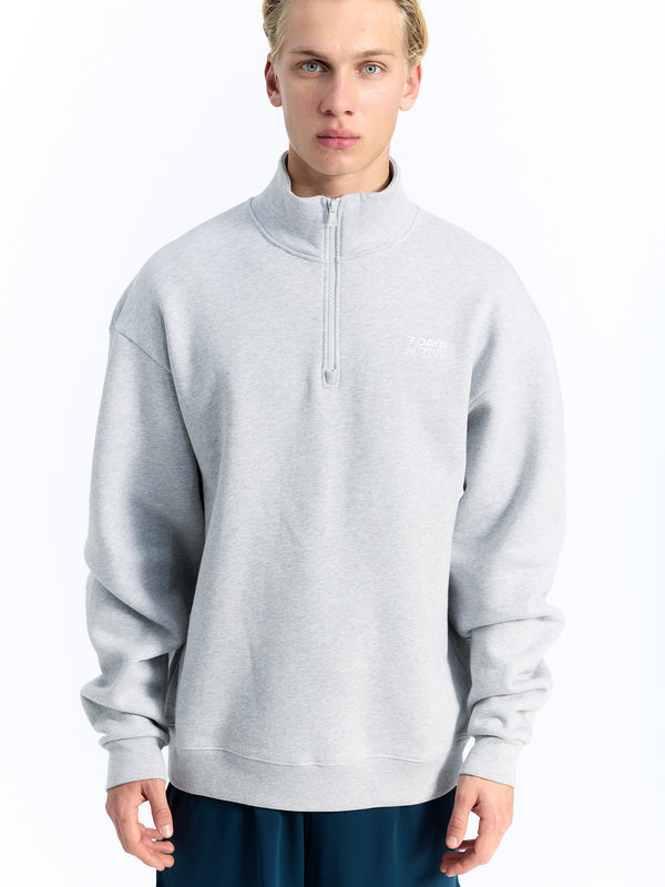 7 Days Active Organic Regular Half Zip Sweatshirts Heather Grey