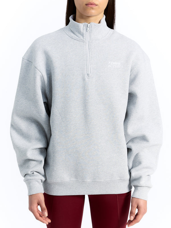 7 Days Active Organic Regular Half Zip Sweatshirts Heather Grey
