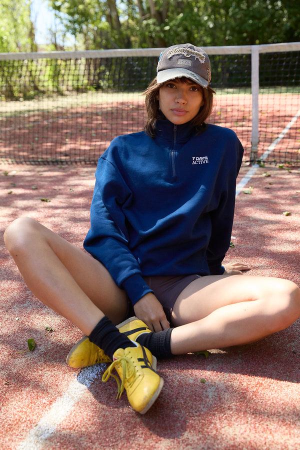 7 Days Active Organic Regular Half Zip Sweatshirts Pageant Blue