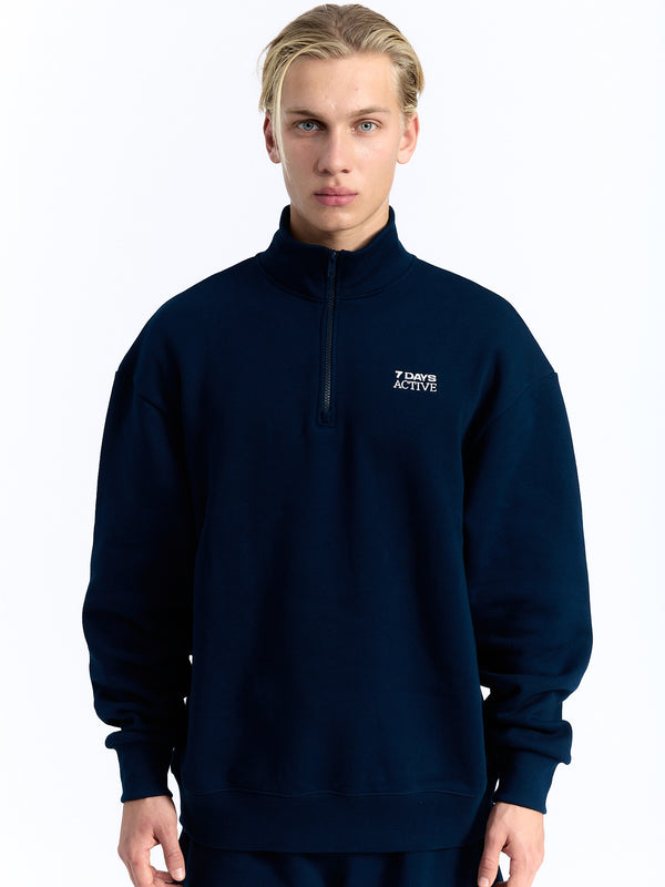 7 Days Active Organic Regular Half Zip Sweatshirts Pageant Blue