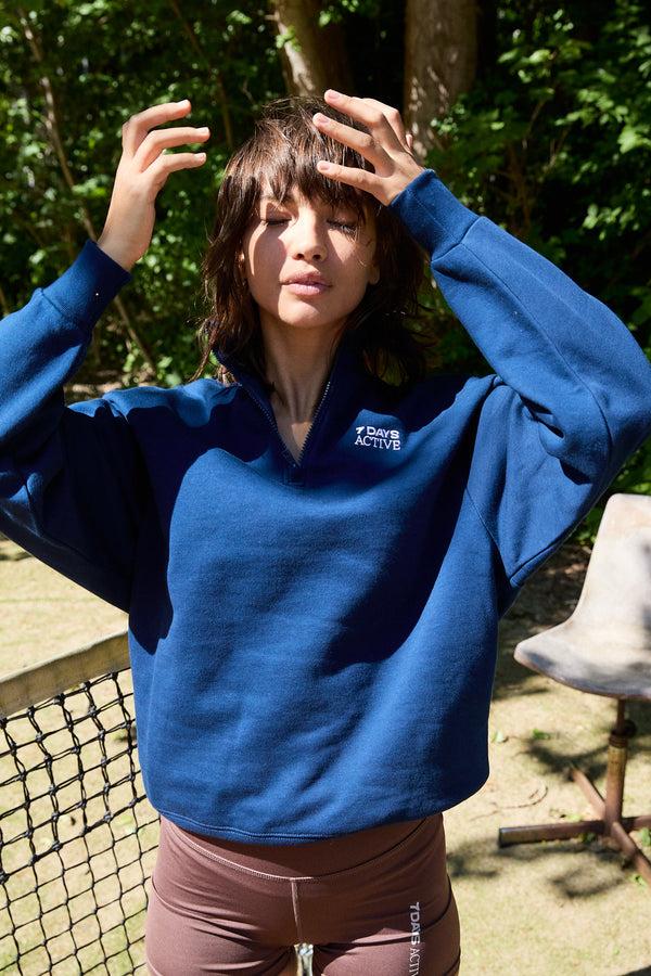 7 days active Organic Regular Half Zip Sweatshirts Pageant Blue