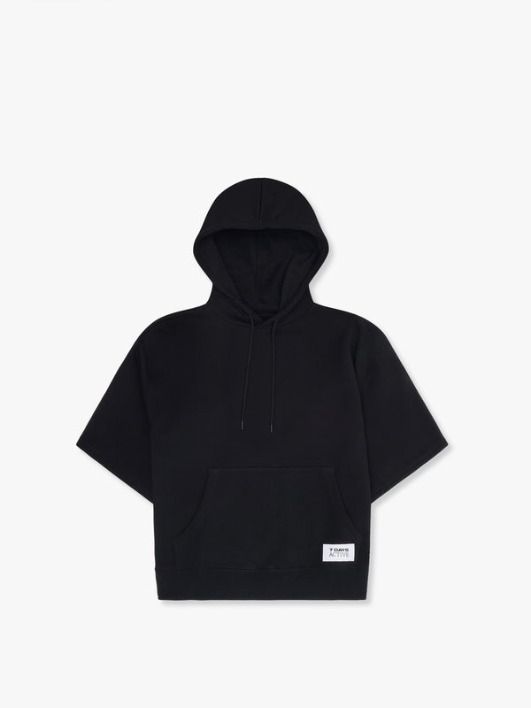 7 Days Active Organic Short Sleeve Hoodie Sweatshirts Black